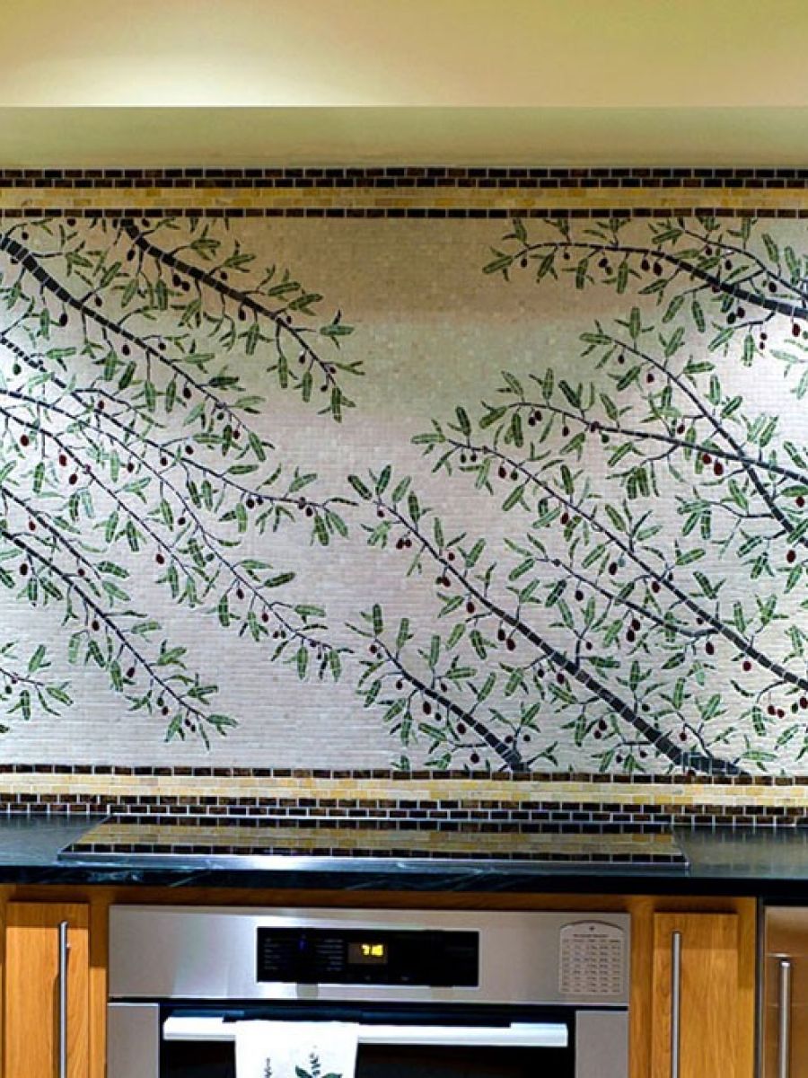 Reaching out marble mosaic