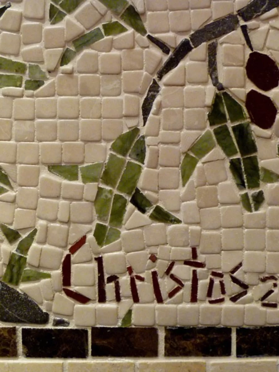 Reaching out marble mosaic